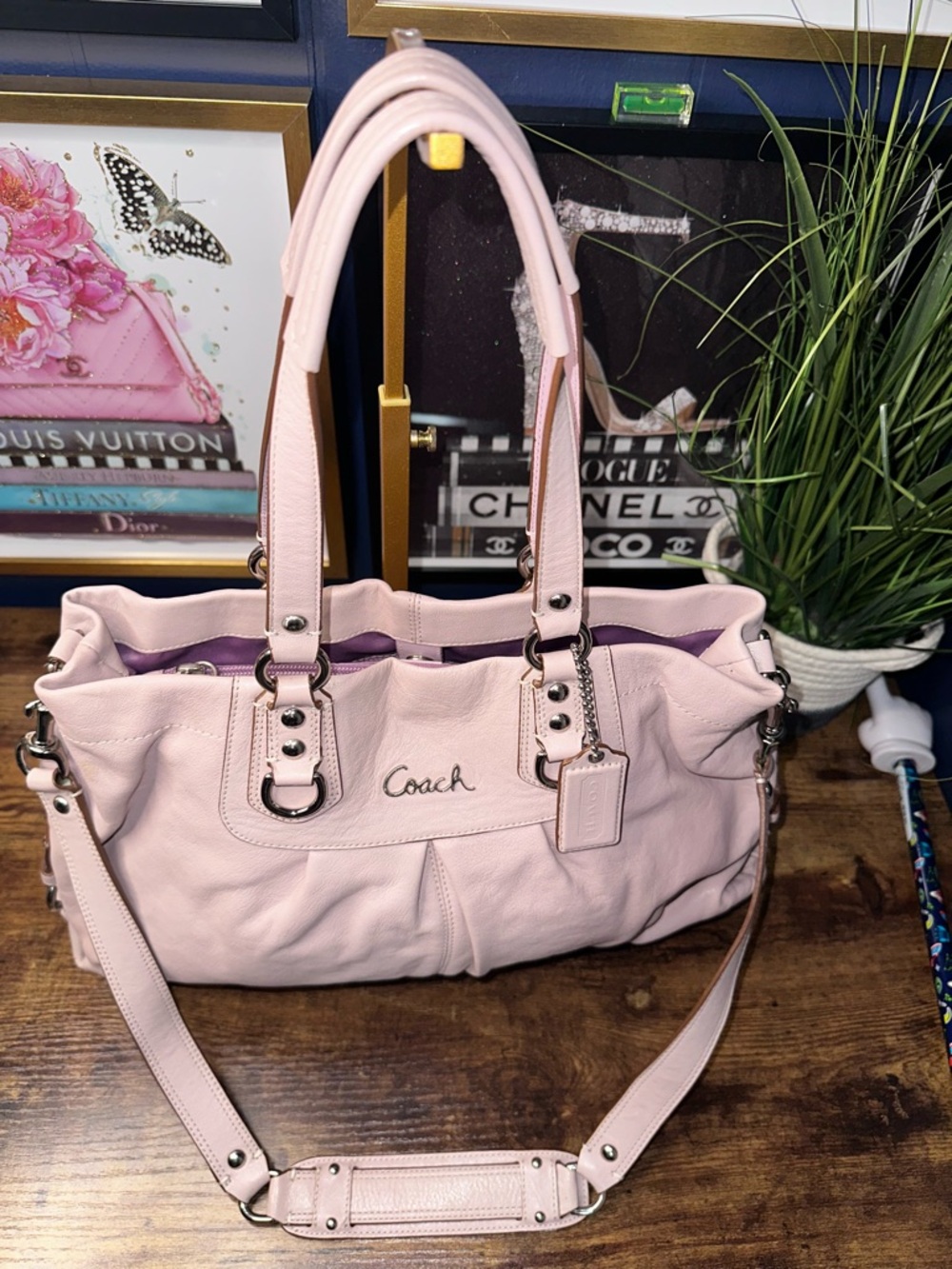 Coach Madison Maggie Pink Leather Satchel Crossbody Bag - Picture 10 of 16